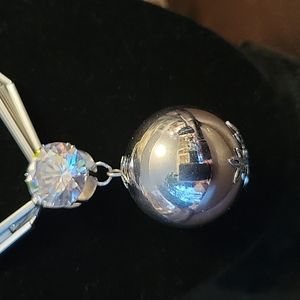 Silver Necklace with Zirconia and Silver Ball Costume Jewelry